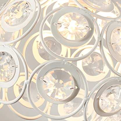 Industrial Hollow Dome Semi Flush Ceiling Light with Crystal