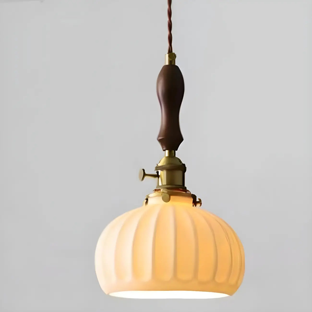 Vintage Brass Ceramic White Pendant Wall Sconce