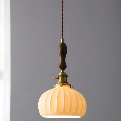 Vintage Brass Ceramic White Pendant Wall Sconce