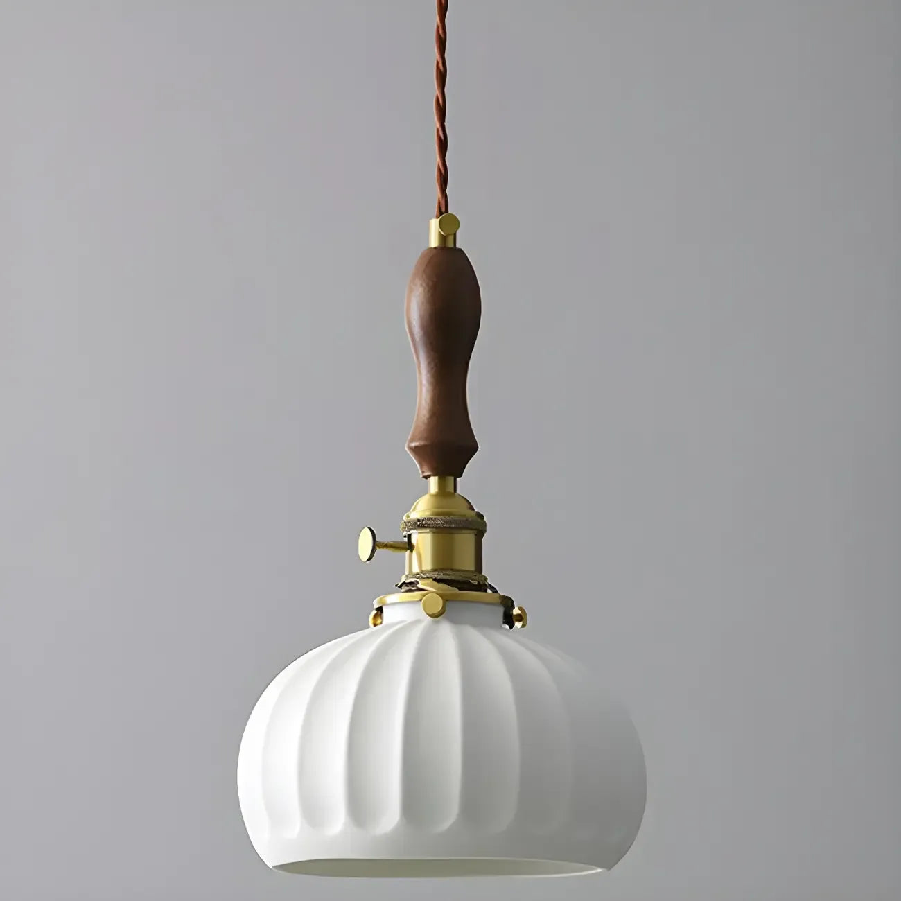 Vintage Brass Ceramic White Pendant Wall Sconce
