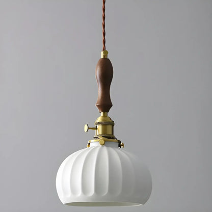 Vintage Brass Ceramic White Pendant Wall Sconce