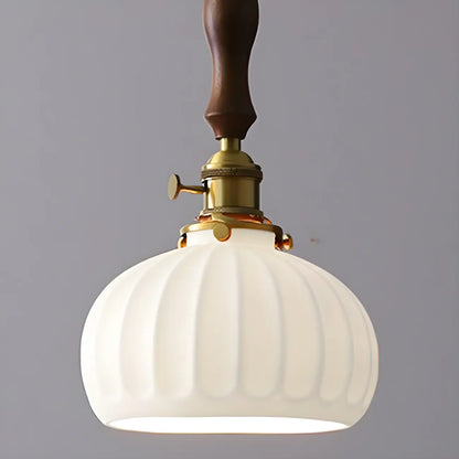 Vintage Brass Ceramic White Pendant Wall Sconce