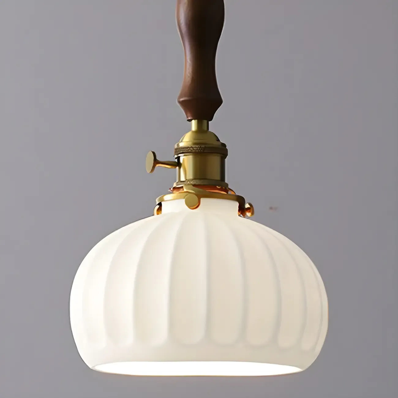 Vintage Brass Ceramic White Pendant Wall Sconce