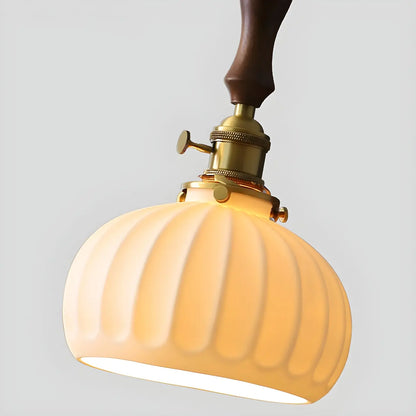 Vintage Brass Ceramic White Pendant Wall Sconce