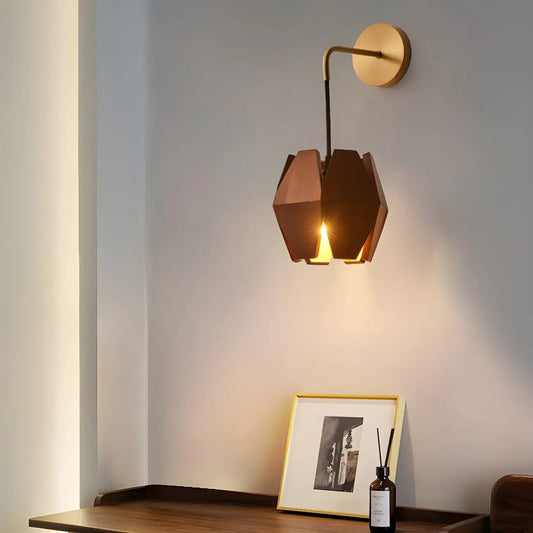 Diamond-Shape Wooden Wall Sconce for Interior Lighting