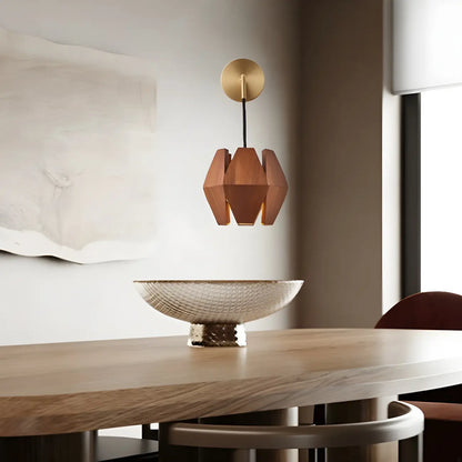 Diamond-Shape Wooden Wall Sconce for Interior Lighting