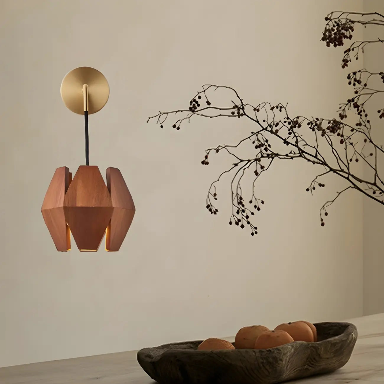 Diamond-Shape Wooden Wall Sconce for Interior Lighting