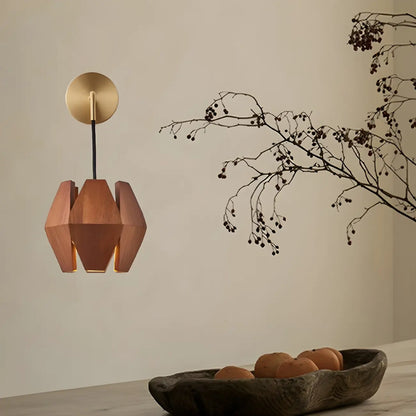 Diamond-Shape Wooden Wall Sconce for Interior Lighting