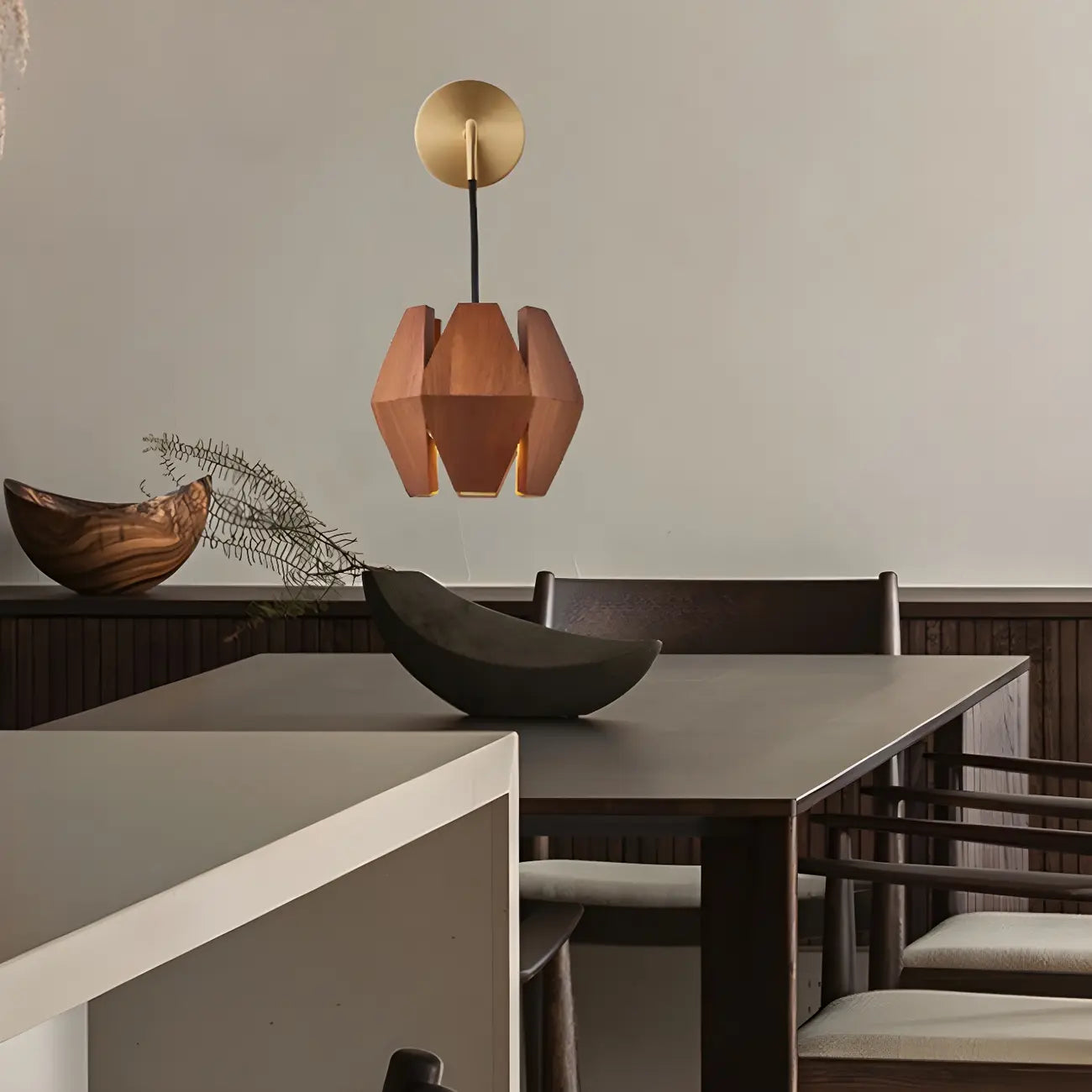 Diamond-Shape Wooden Wall Sconce for Interior Lighting