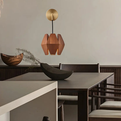 Diamond-Shape Wooden Wall Sconce for Interior Lighting