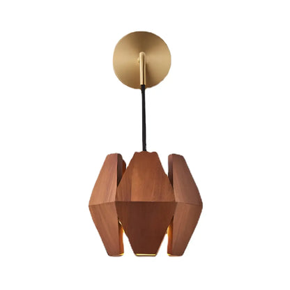 Diamond-Shape Wooden Wall Sconce for Interior Lighting