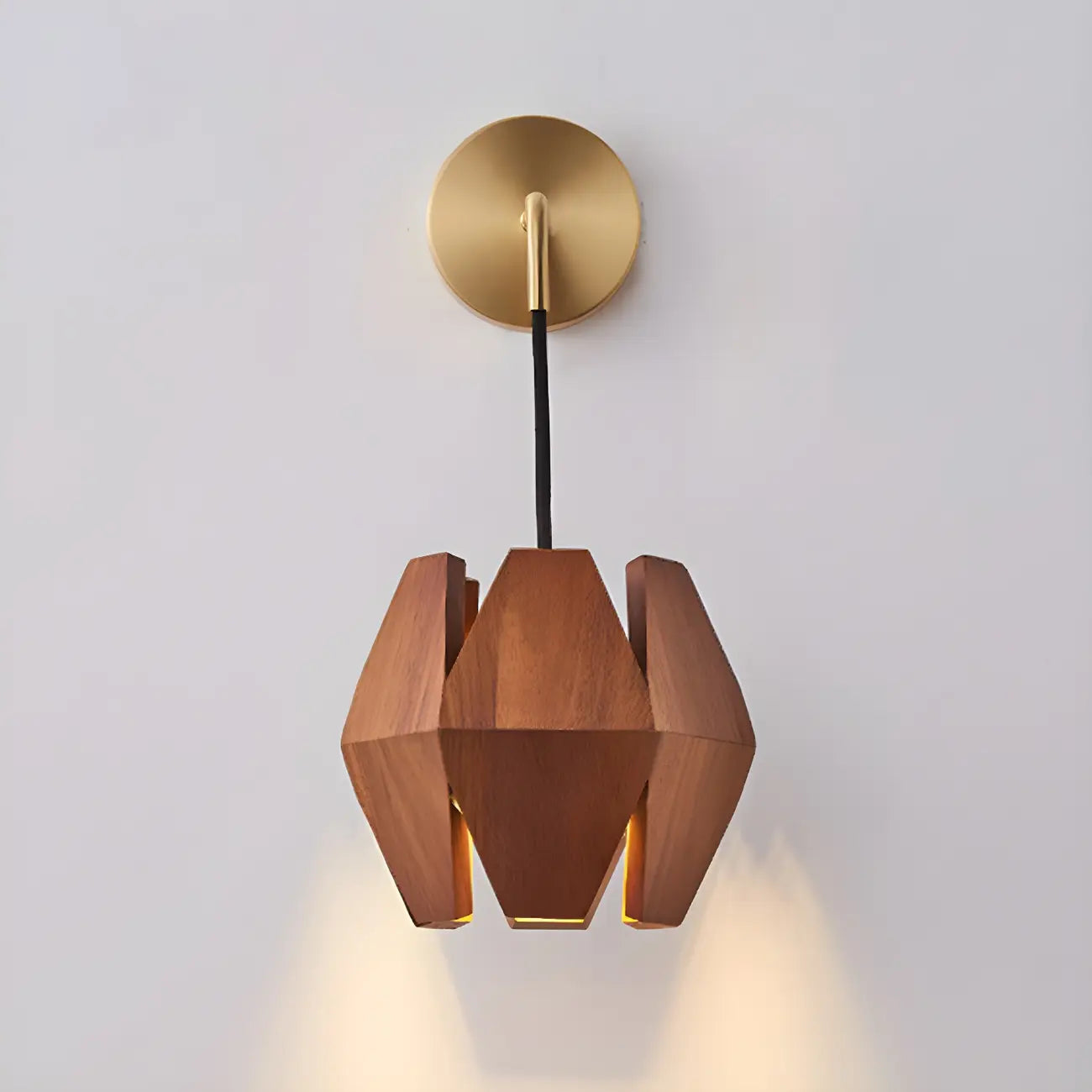Diamond-Shape Wooden Wall Sconce for Interior Lighting
