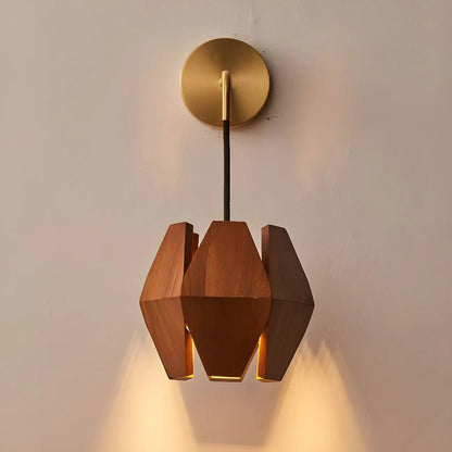 Diamond-Shape Wooden Wall Sconce for Interior Lighting