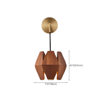 Diamond-Shape Wooden Wall Sconce for Interior Lighting