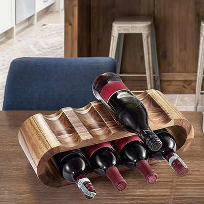 Elliptical Brown Wooden Stackable Wine Rack 8 Bottles Holder