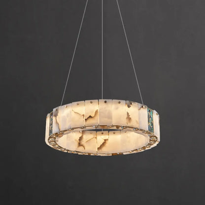 Agate Gold Circular Onyx Modern Ring Chandelier Light