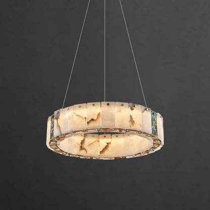 Agate Gold Circular Onyx Modern Ring Chandelier Light