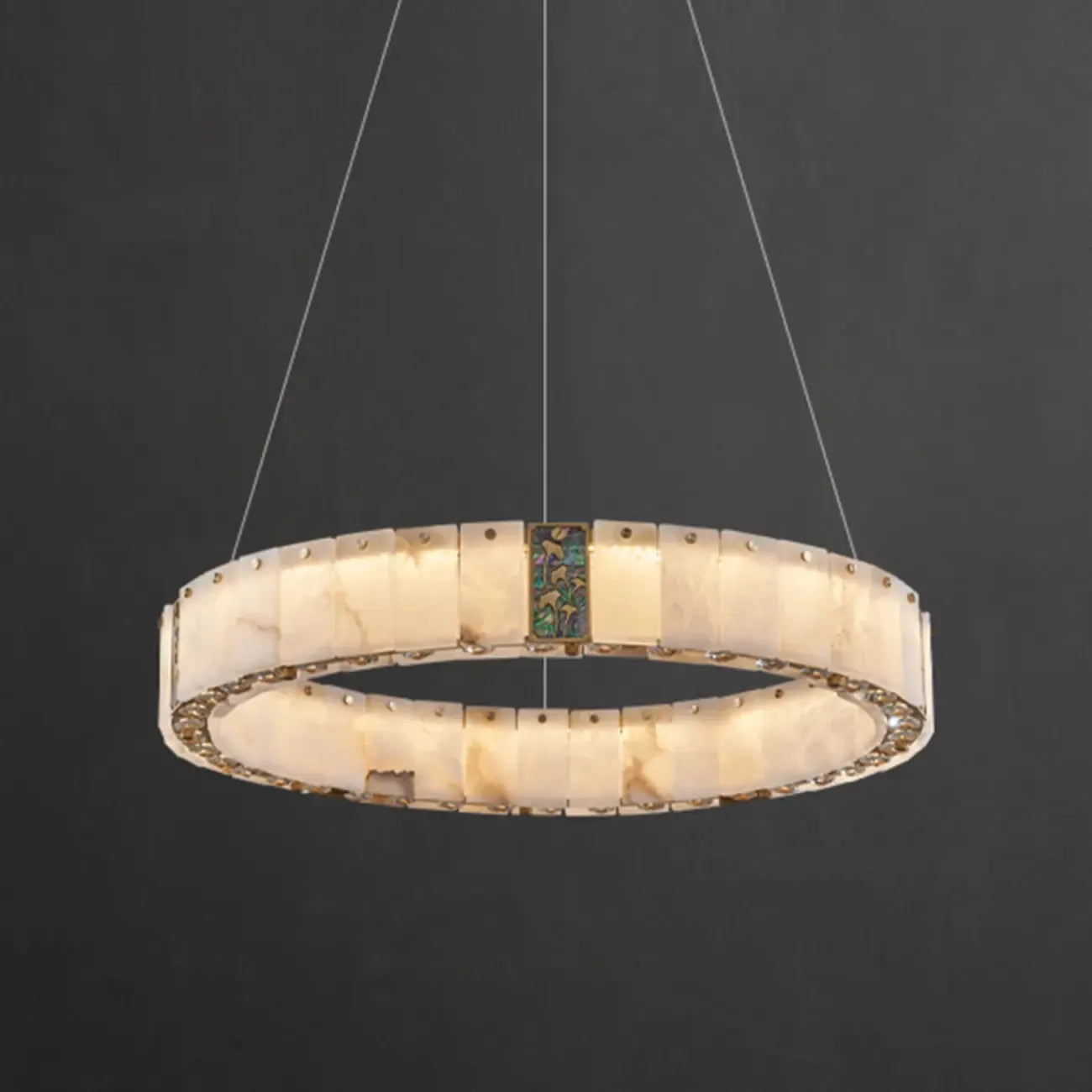 Agate Gold Circular Onyx Modern Ring Chandelier Light