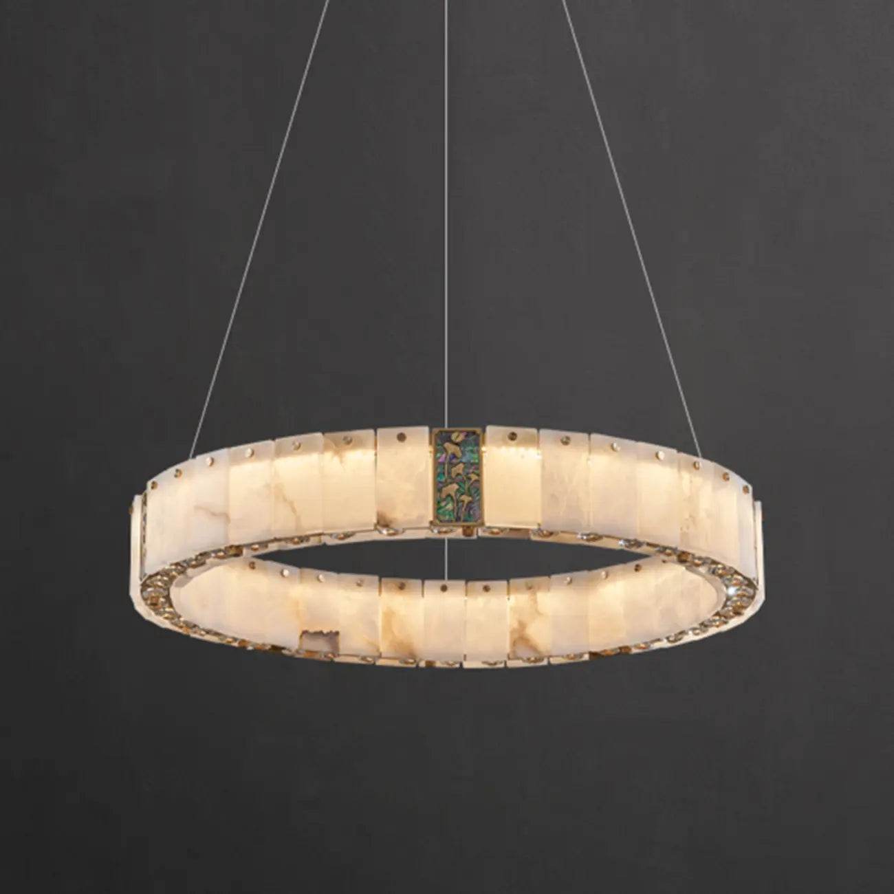 Agate Gold Circular Onyx Modern Ring Chandelier Light