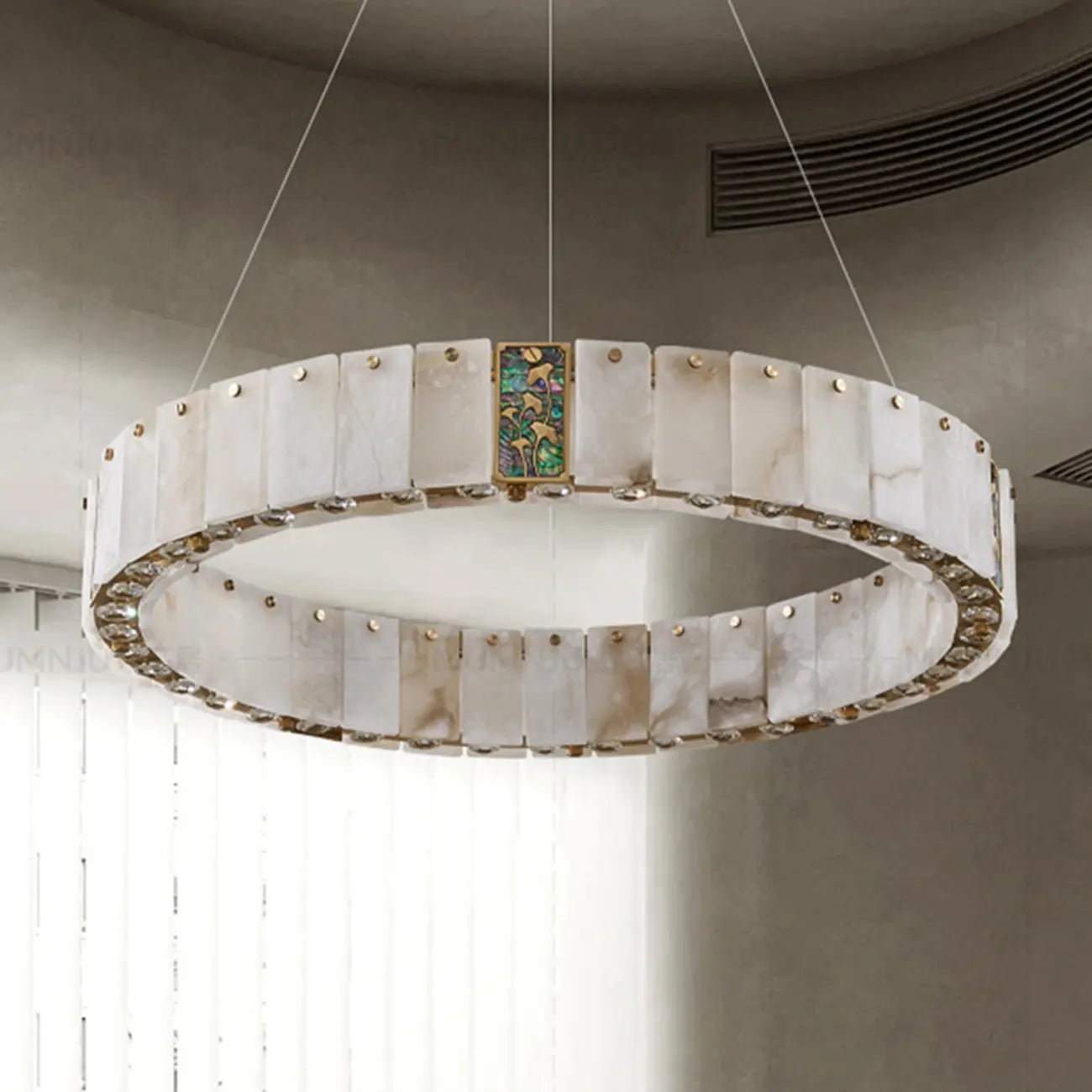 Agate Gold Circular Onyx Modern Ring Chandelier Light