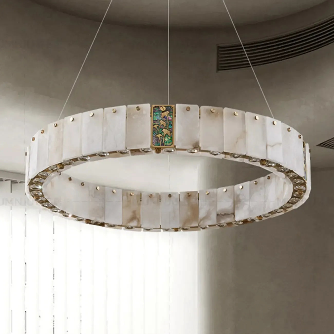 Agate Gold Circular Onyx Modern Ring Chandelier Light