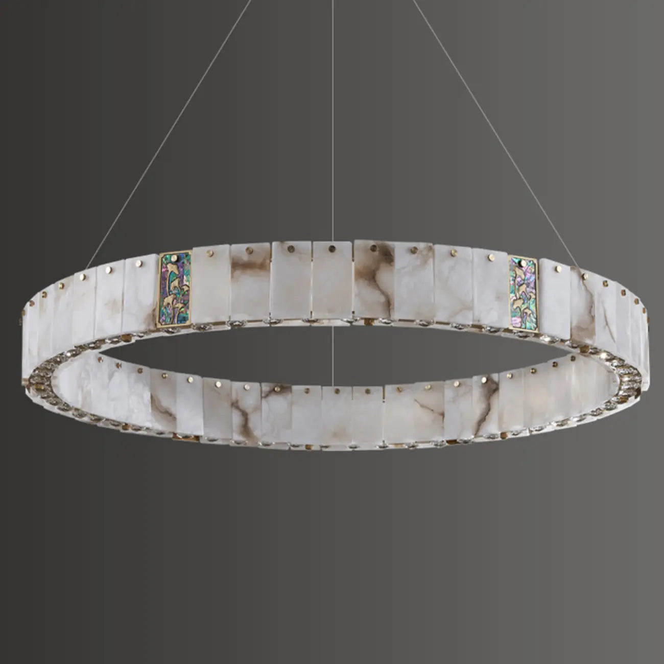 Agate Gold Circular Onyx Modern Ring Chandelier Light