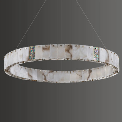 Agate Gold Circular Onyx Modern Ring Chandelier Light