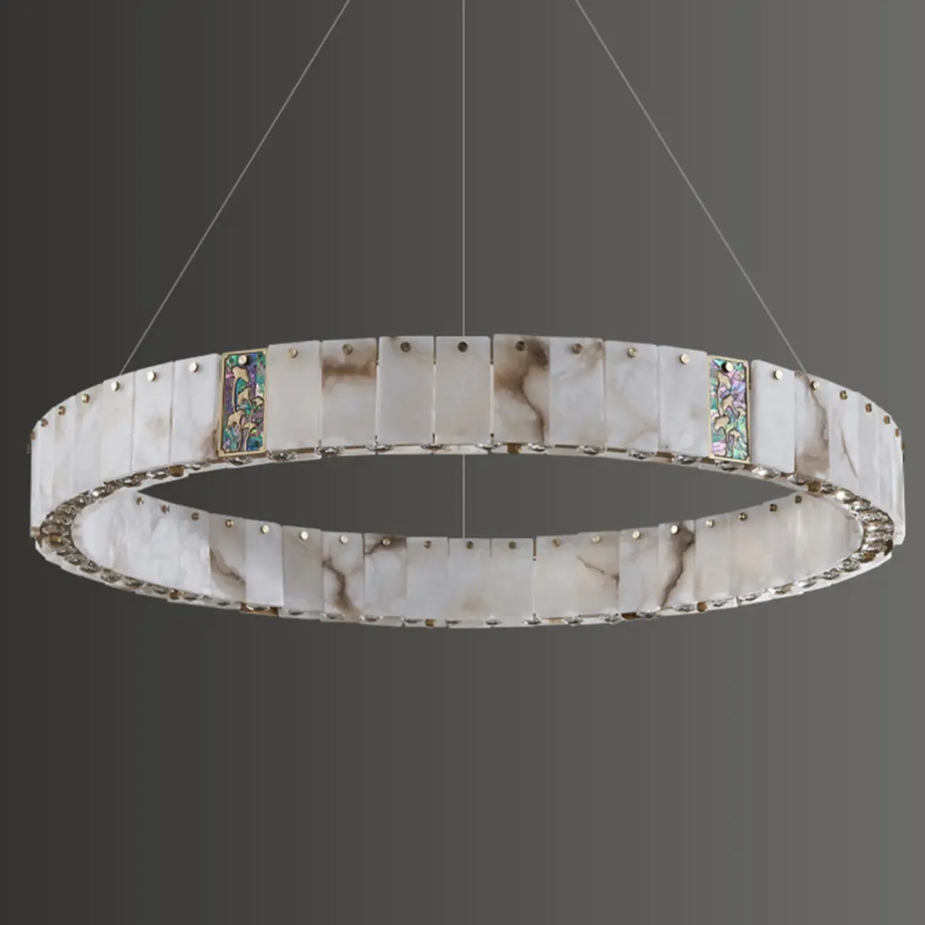 Agate Gold Circular Onyx Modern Ring Chandelier Light