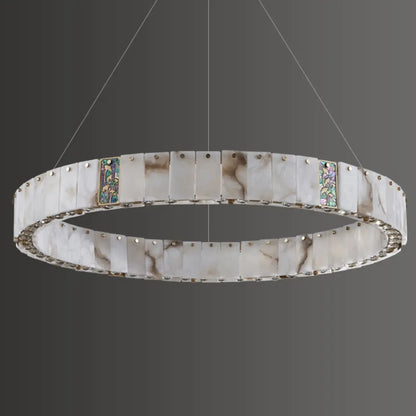 Agate Gold Circular Onyx Modern Ring Chandelier Light