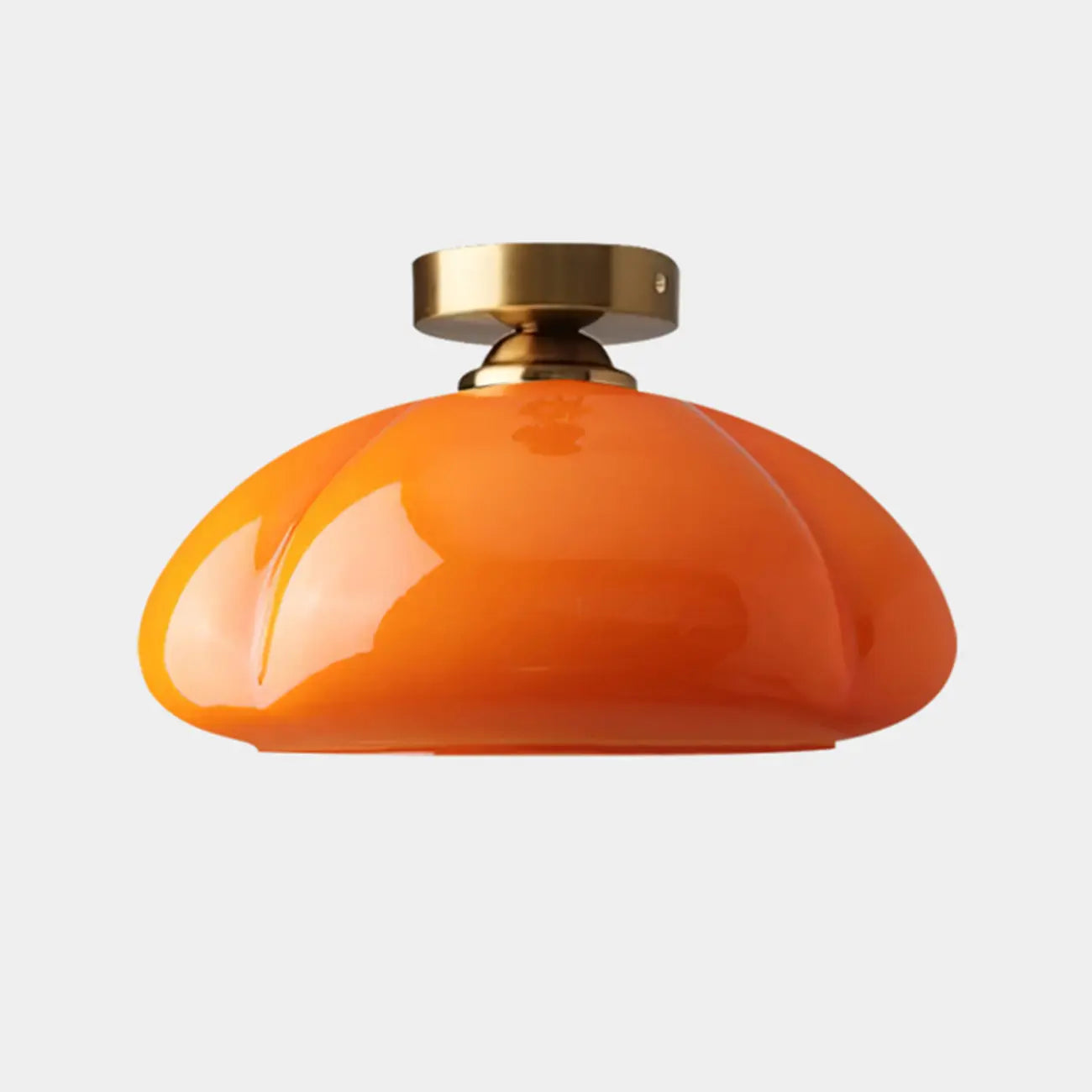Mini Simplistic Milky Yellow Glass Dome Semi Flush Ceiling Light