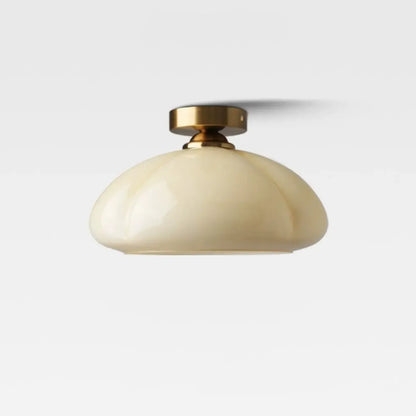 Mini Simplistic Milky Yellow Glass Dome Semi Flush Ceiling Light