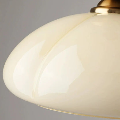 Mini Simplistic Milky Yellow Glass Dome Semi Flush Ceiling Light