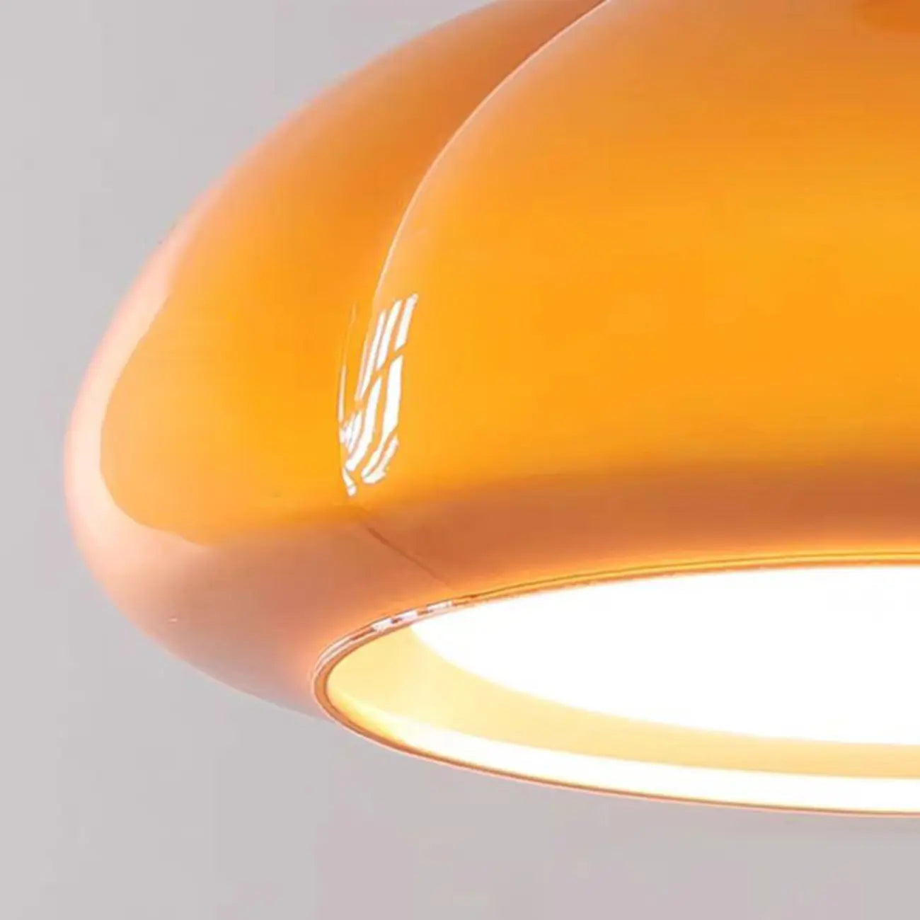 Mini Simplistic Milky Yellow Glass Dome Semi Flush Ceiling Light