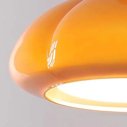 Mini Simplistic Milky Yellow Glass Dome Semi Flush Ceiling Light