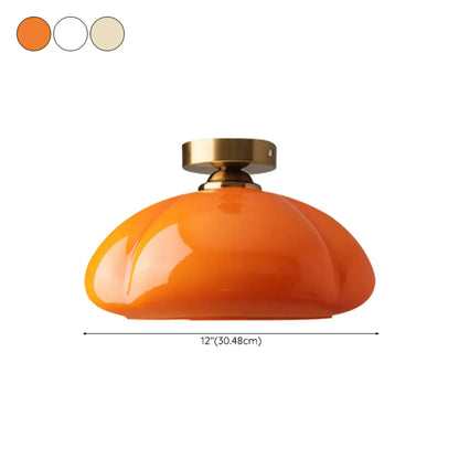 Mini Simplistic Milky Yellow Glass Dome Semi Flush Ceiling Light