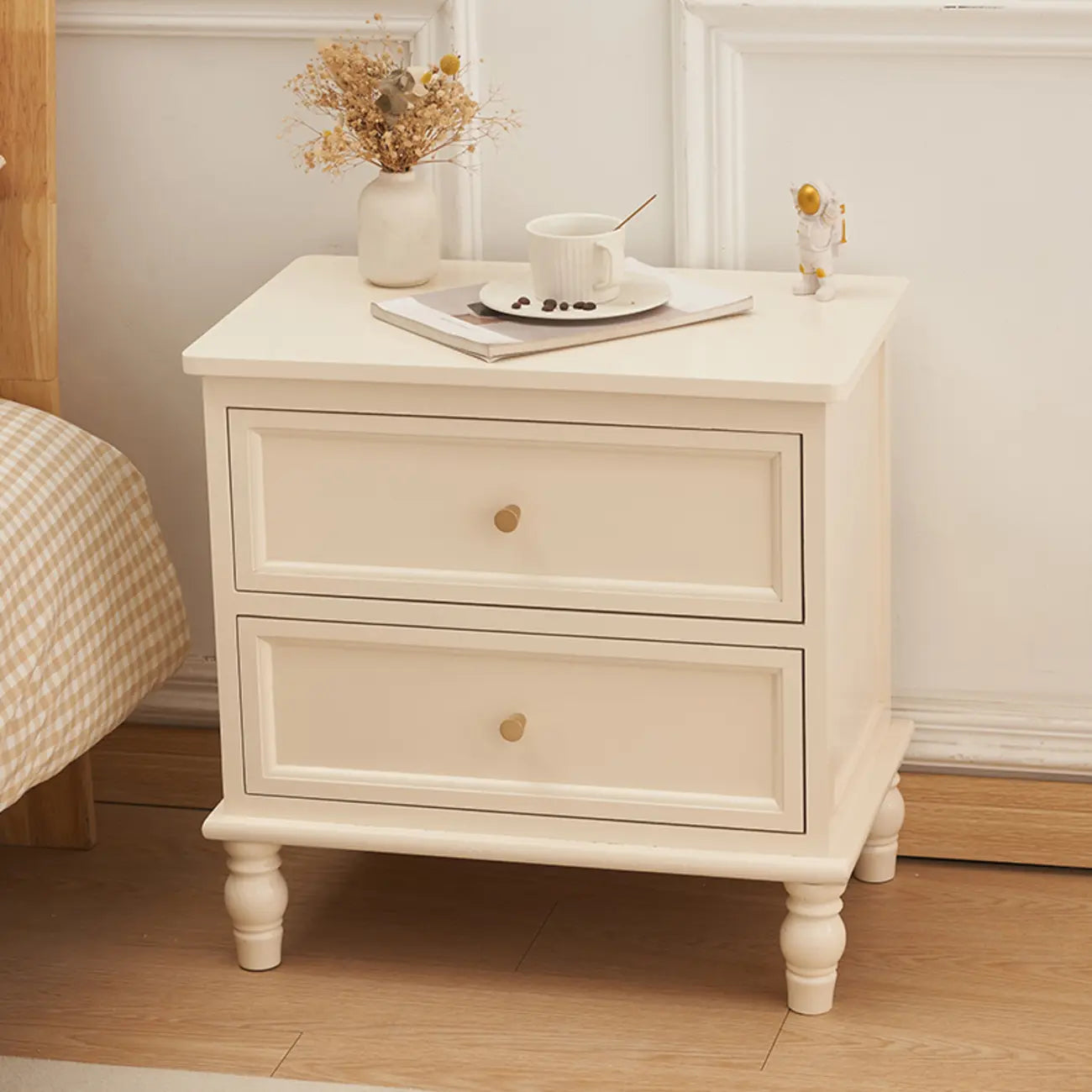 Classic Pure White Wood 3-Drawer Nightstand