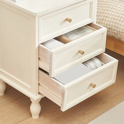Classic Pure White Wood 3-Drawer Nightstand