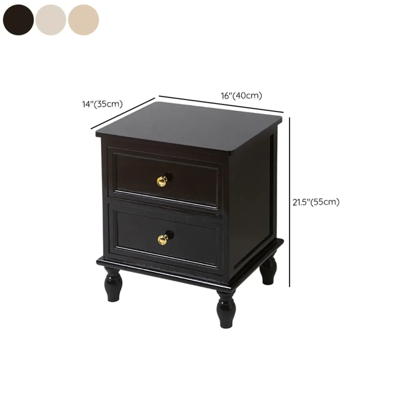 Classic Pure White Wood 3-Drawer Nightstand