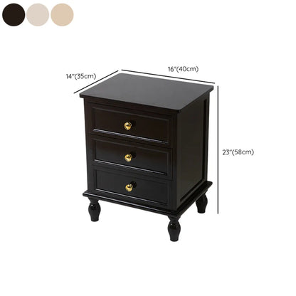 Classic Pure White Wood 3-Drawer Nightstand