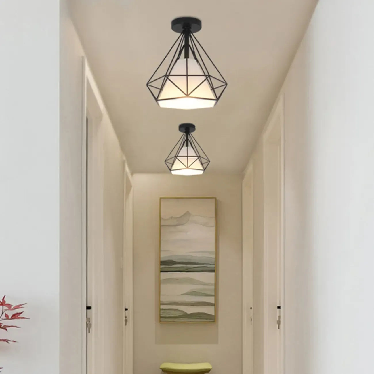 10.5 Mini Fabric Semi Flush LED Ceiling Light for Hallway