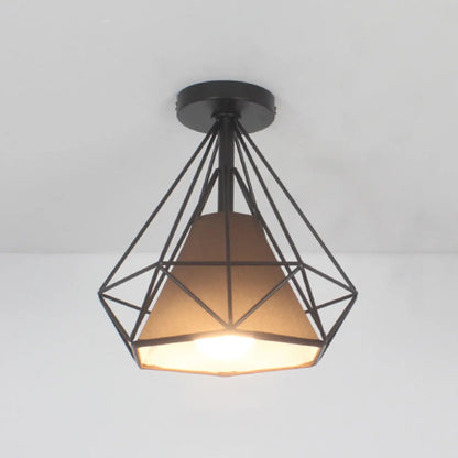 10.5 Mini Fabric Semi Flush LED Ceiling Light for Hallway