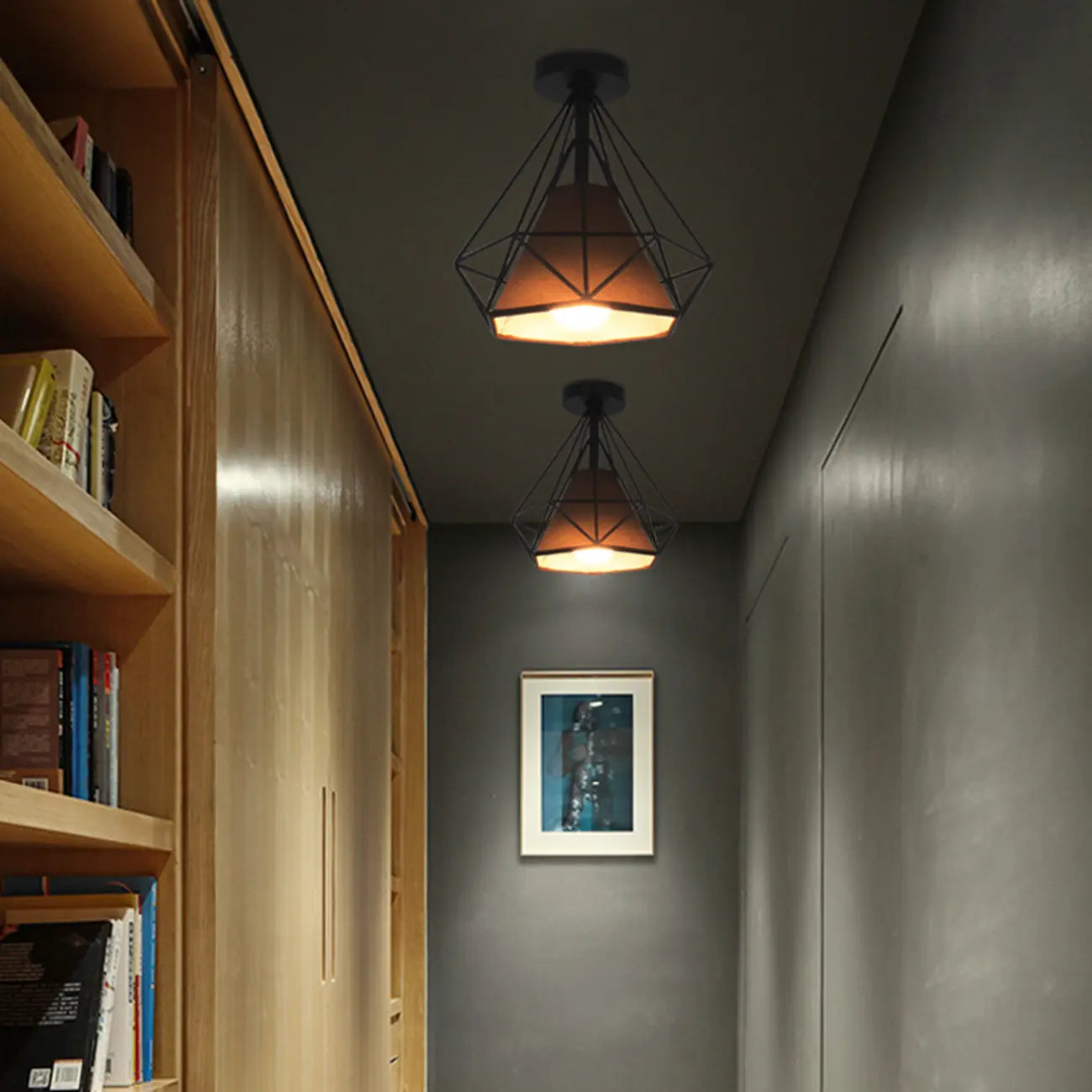 10.5 Mini Fabric Semi Flush LED Ceiling Light for Hallway