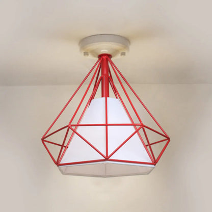 10.5 Mini Fabric Semi Flush LED Ceiling Light for Hallway