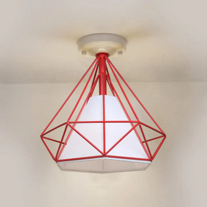 10.5 Mini Fabric Semi Flush LED Ceiling Light for Hallway