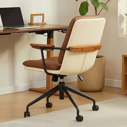 Modern Brown Upholstered Adjustable Swivel Office Chair