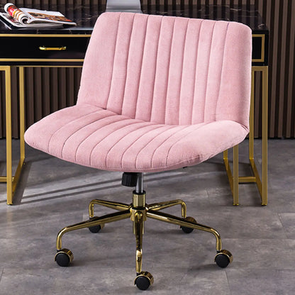 Elegant Gray Linen Upholstered Swivel Office Chair