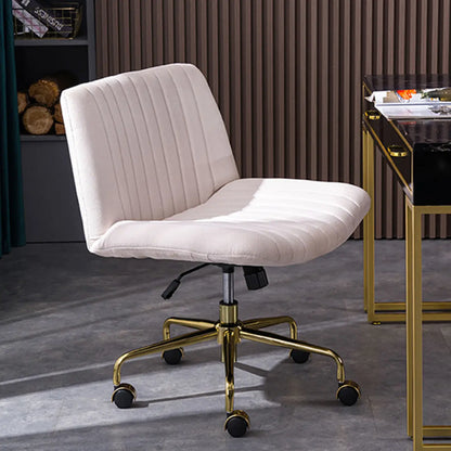 Elegant Gray Linen Upholstered Swivel Office Chair