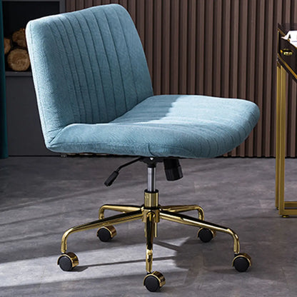 Elegant Gray Linen Upholstered Swivel Office Chair