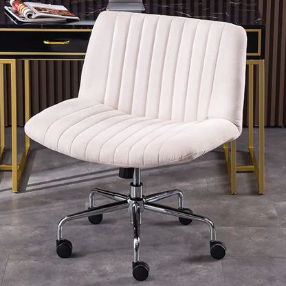 Elegant Gray Linen Upholstered Swivel Office Chair
