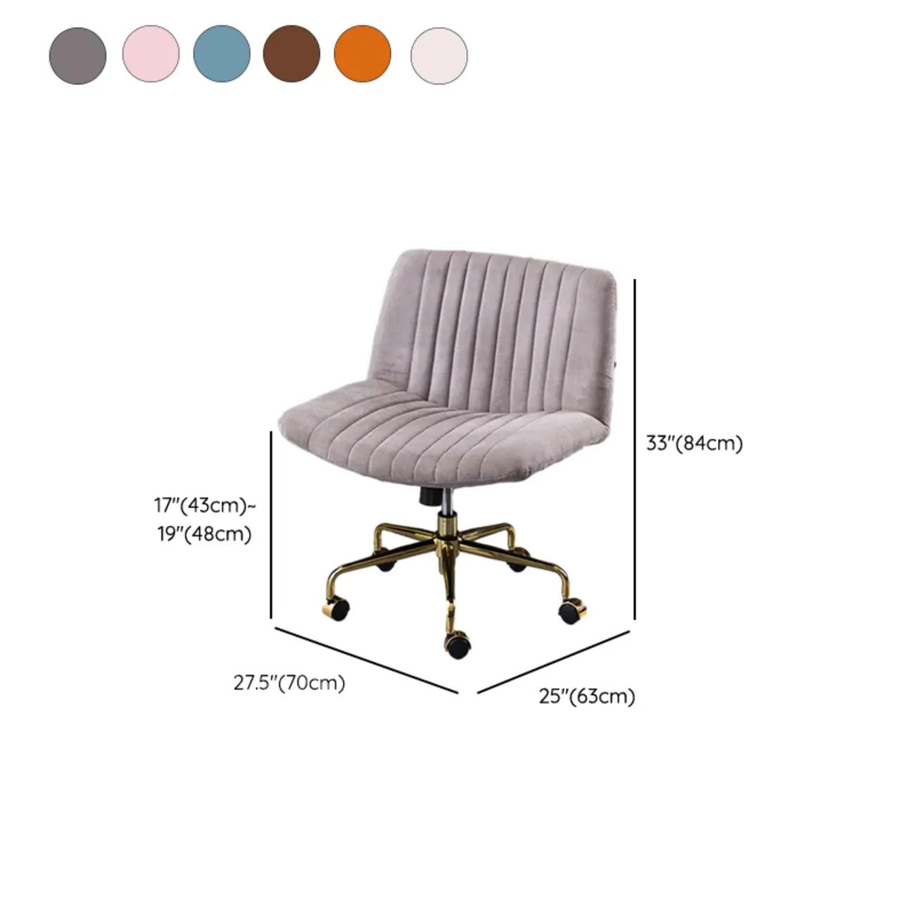 Elegant Gray Linen Upholstered Swivel Office Chair